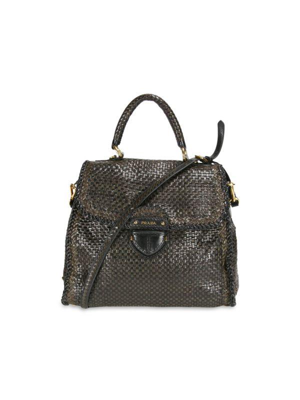 Prada Prada Madras Woven Black/Khaki Goatskin