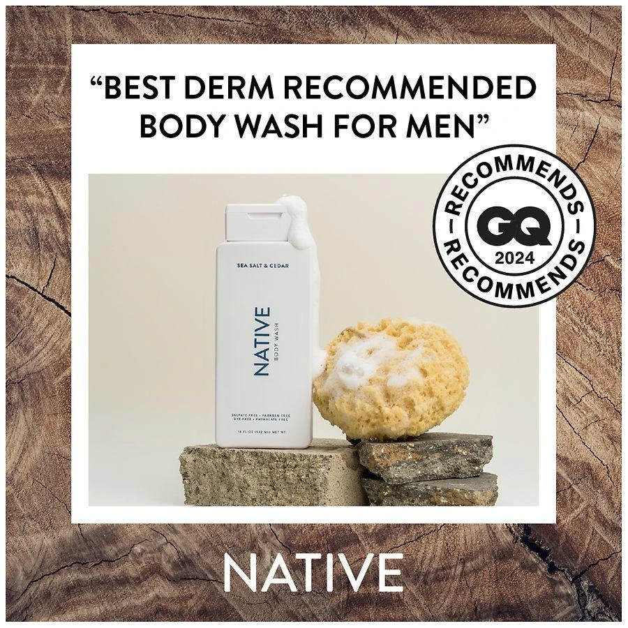 Native Body Wash, Sulfate Free, for Women and Men Sea Salt & Cedar 6