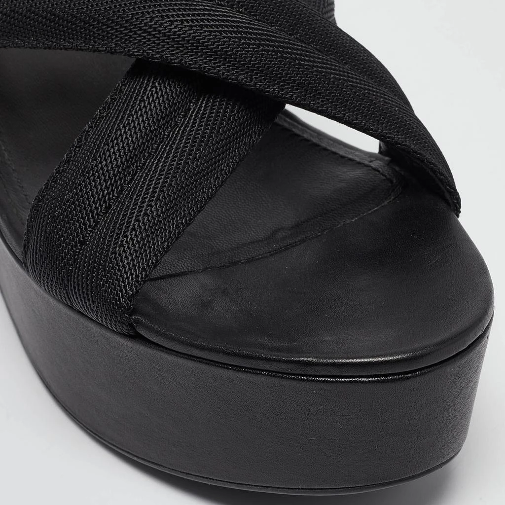 Prada Prada Sport Black Leather and Canvas Strap Wedge Sandals Size 40 7