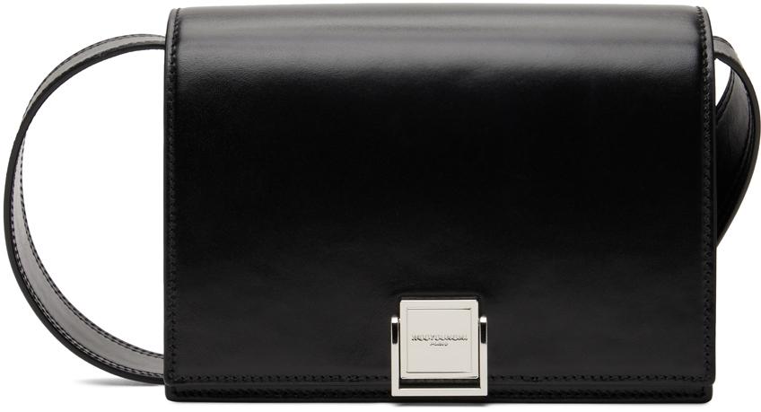 WOOYOUNGMI Black Leather Crossbody Messenger Bag