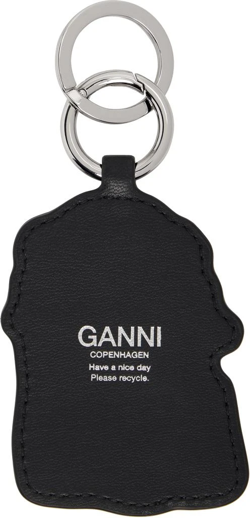 Ganni Black 
White Joy Dog Bow Keychain 2