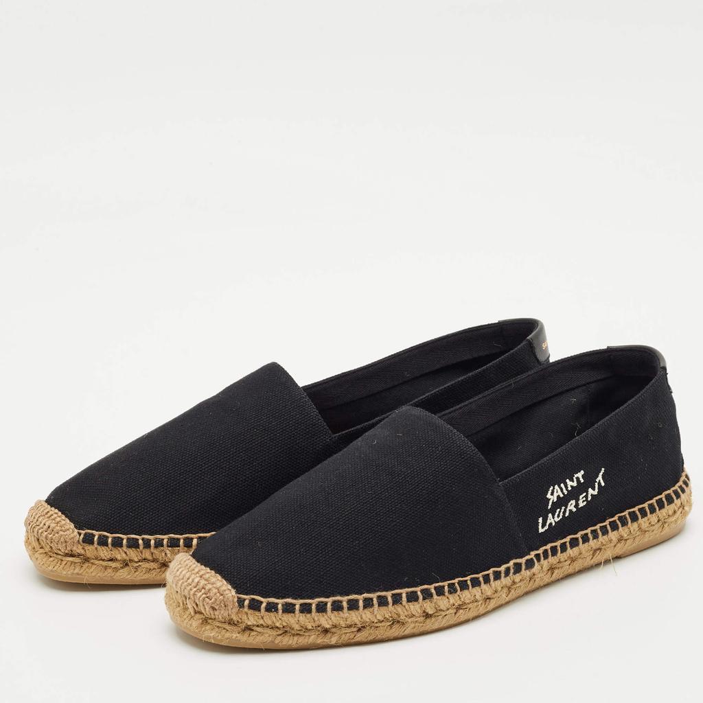 Yves Saint Laurent Saint Laurent Black Canvas Logo Embroidered Espadrilles Size 42