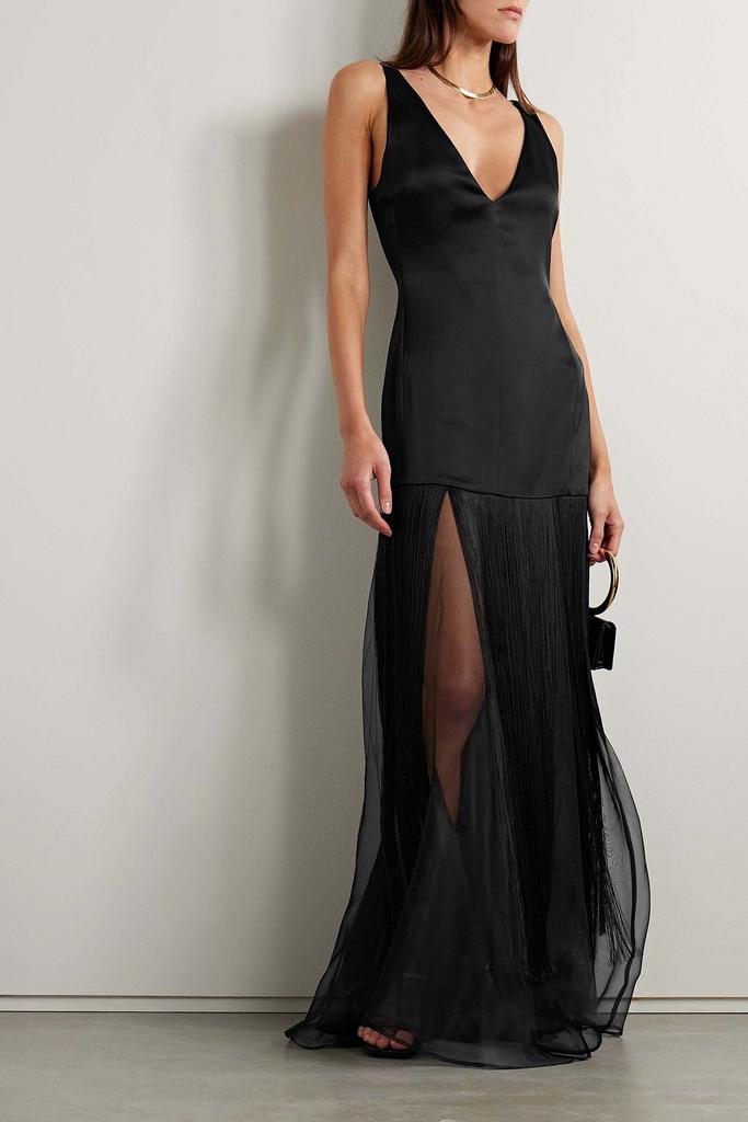 Esse Studios Convertible fringed satin and silk-organza maxi dress