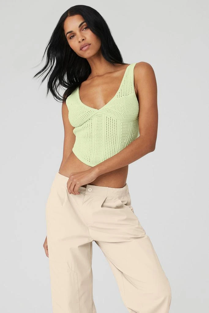 Alo Yoga Open-Knit Chase The Sun Corset Tank - Iced Green Tea 1