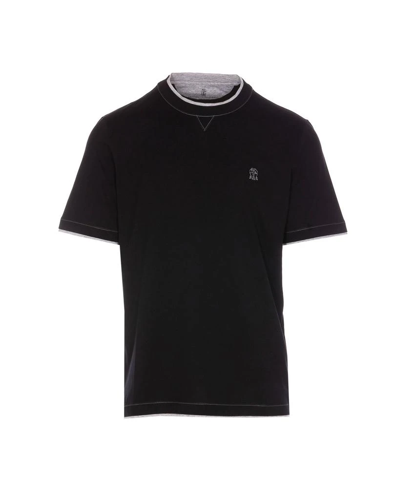 Brunello Cucinelli Brunello Cucinelli Logo Embroidered Layered T-Shirt 1