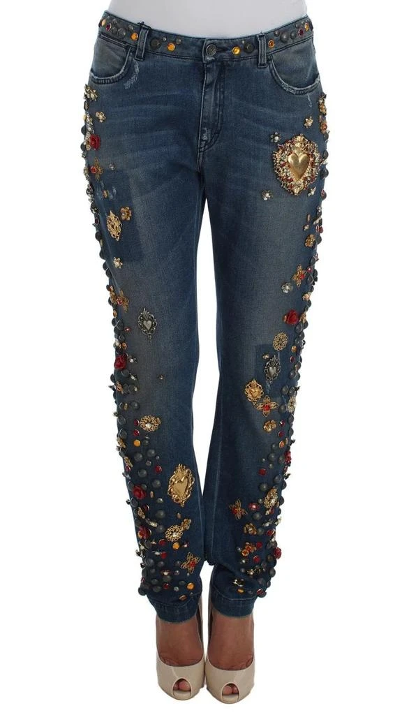 Dolce & Gabbana Dolce & Gabbana Crystal Roses Heart Embellished Jeans 1