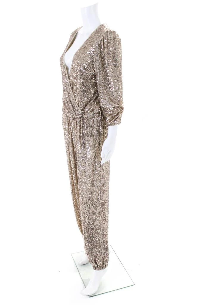 Generation Love Womens Meadow Sequin Cropped Surplice Jumpsuit Gold 2