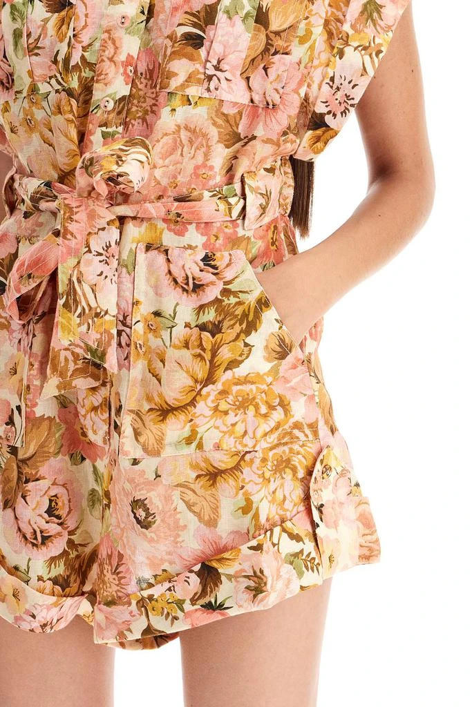 Zimmermann short floral linen jumpsuit for women 4
