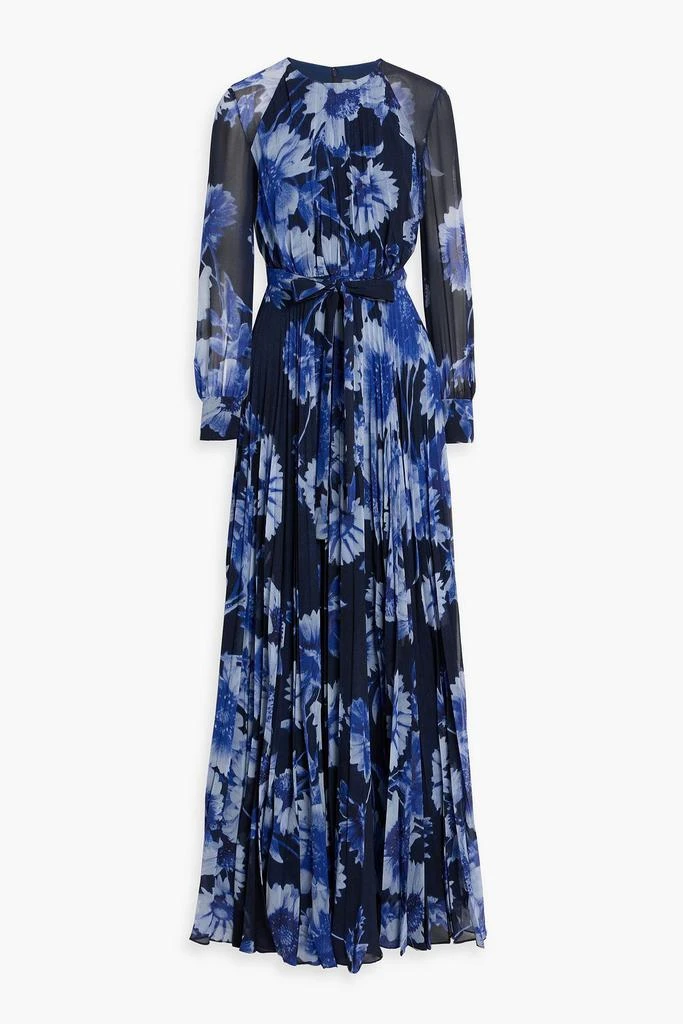 Erdem Pleated floral-print chiffon gown