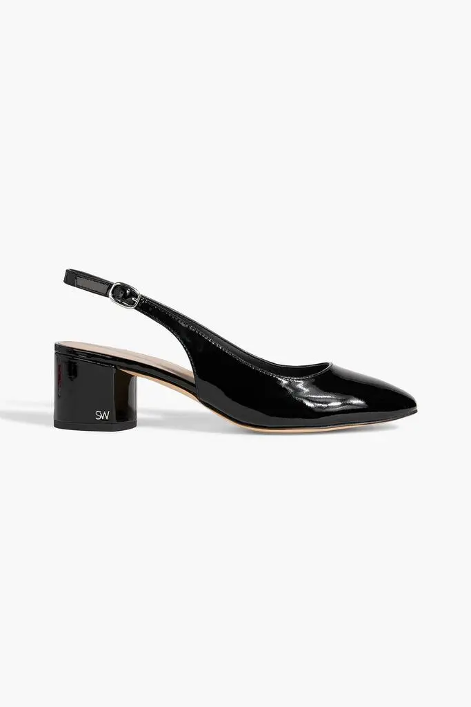 Stuart Weitzman Bridget patent-leather slingback pumps