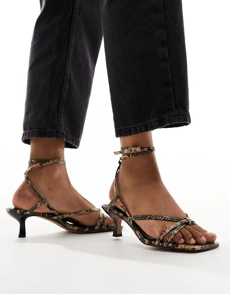 ASOS ASOS DESIGN Holiday kitten heeled sandals in snake 3