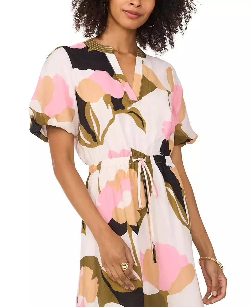 Vince Camuto Women's Printed Split-Neck Puff-Sleeve Dress 3