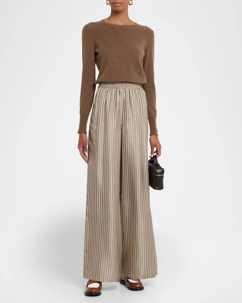 Max Mara Ladino Striped Silk Wide-Leg Belted Pants 2