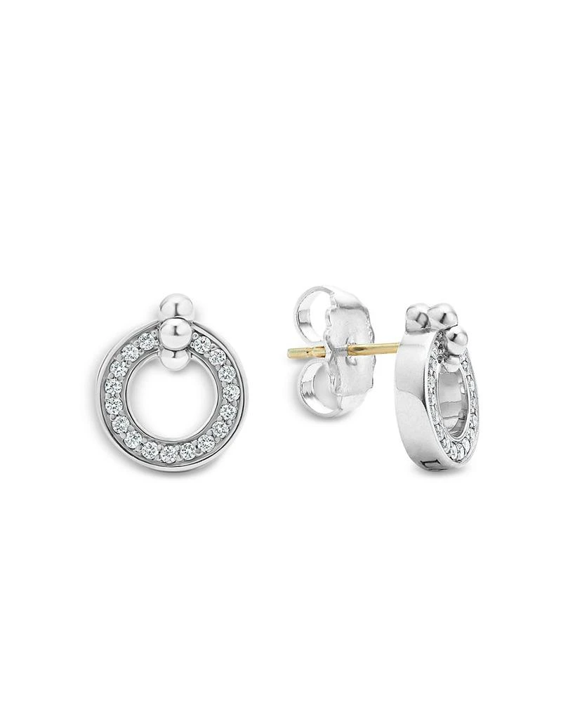 LAGOS Sterling Silver Caviar Spark Diamond Circle Stud Earrings 1