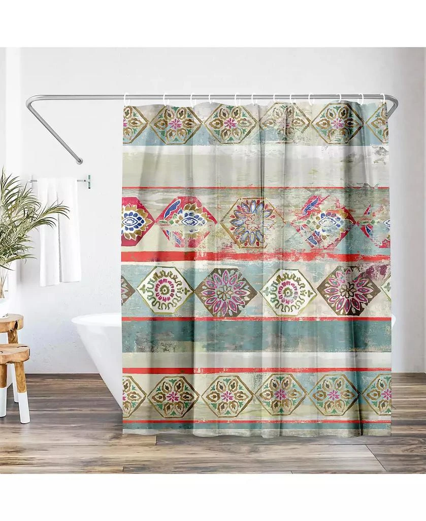 Americanflat 71x74 Green Boho Shower Curtain - 100% Polyester - Water-Resistant Bath Curtain