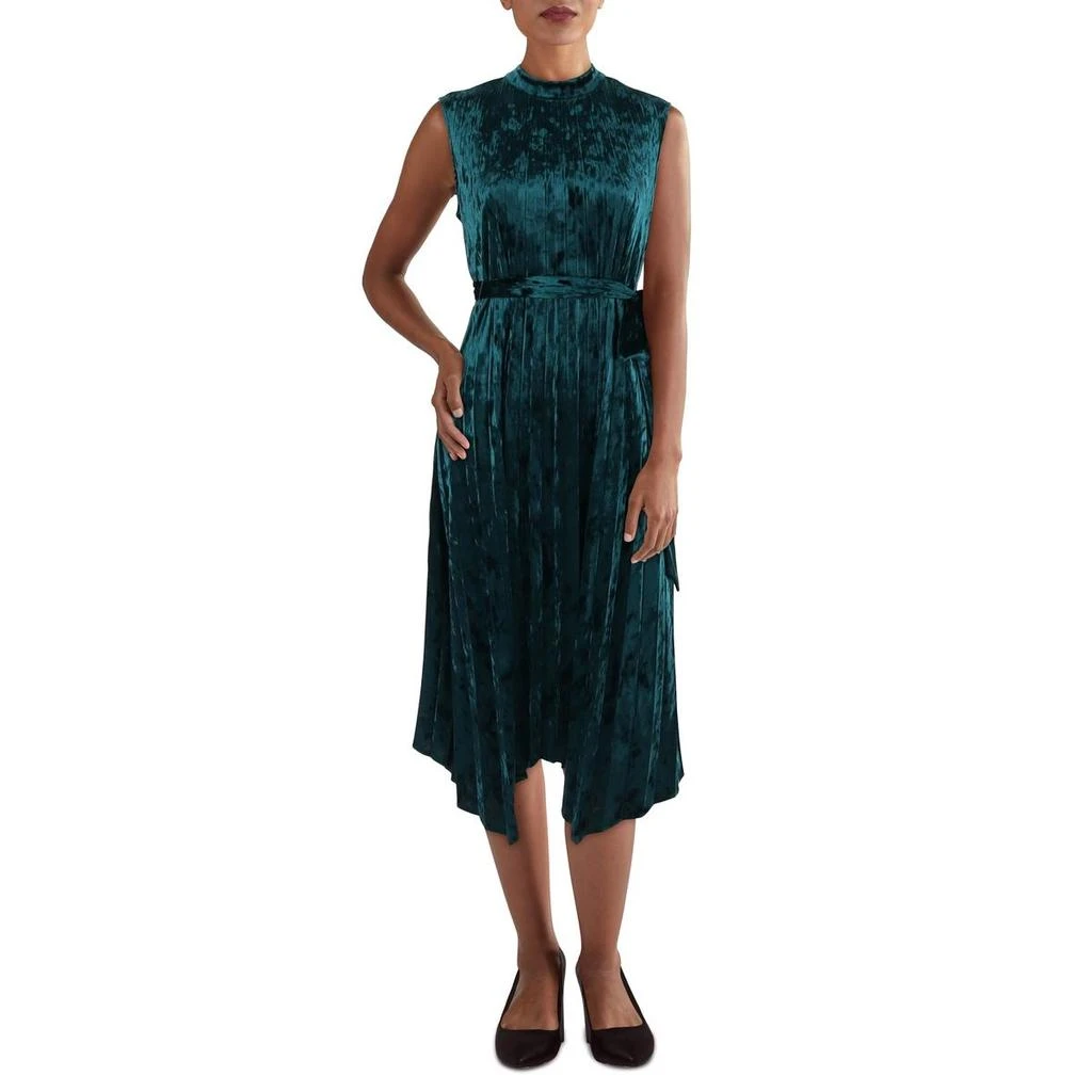 Tahari Petites Womens Velvet Sleeveless Fit & Flare Dress 3