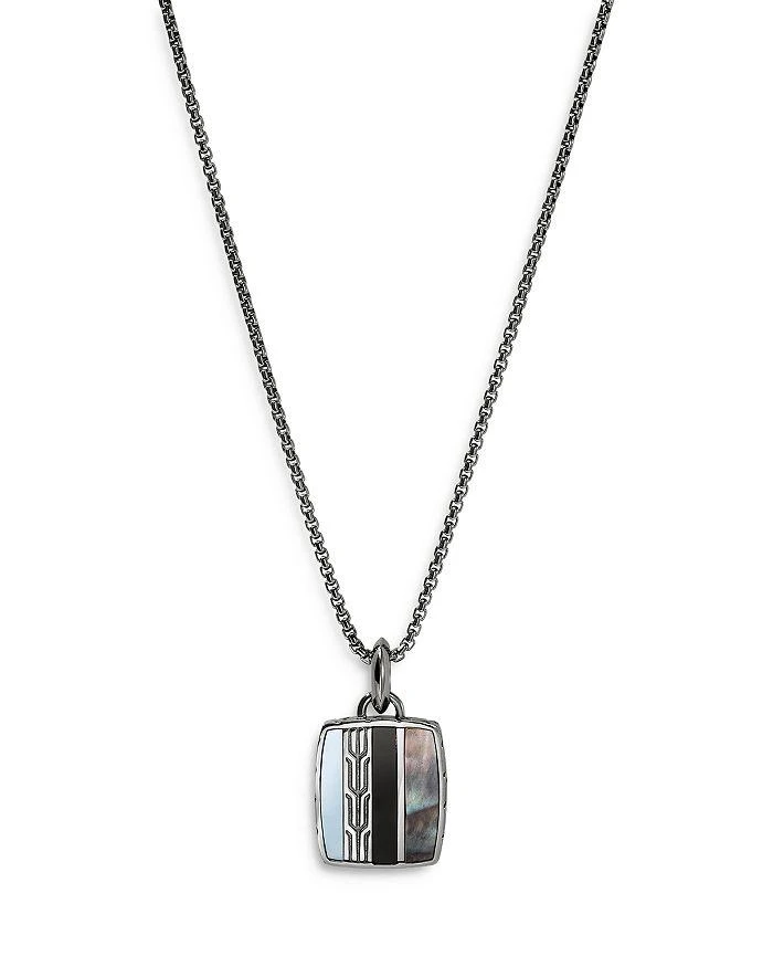 John Hardy Sterling Silver Black Onyx, Hematite 
Black Mother of Pearl Carved Chain Pendant Necklace, 22"