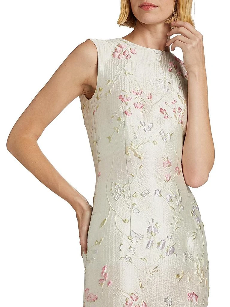 PRABAL GURUNG Floral Brocade Sheath Midi-Dress 6