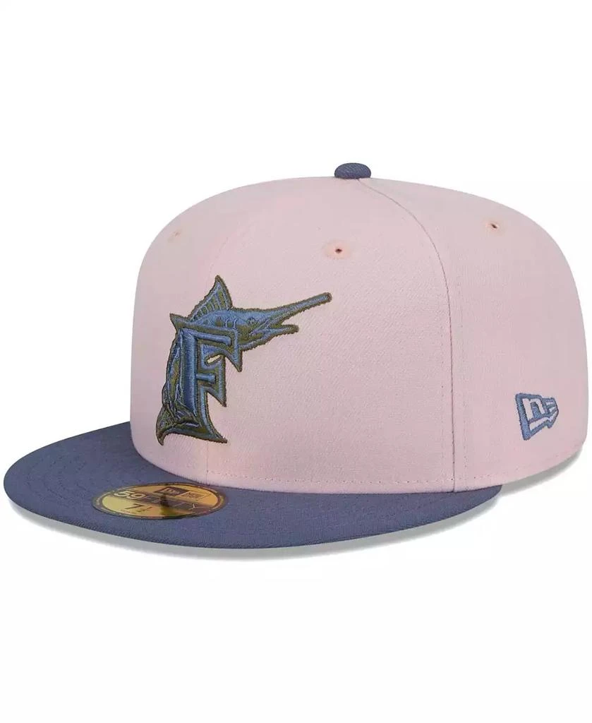 New Era Men's Pink, Blue Florida Marlins Cooperstown Collection Olive Undervisor 59FIFTY Fitted Hat 4