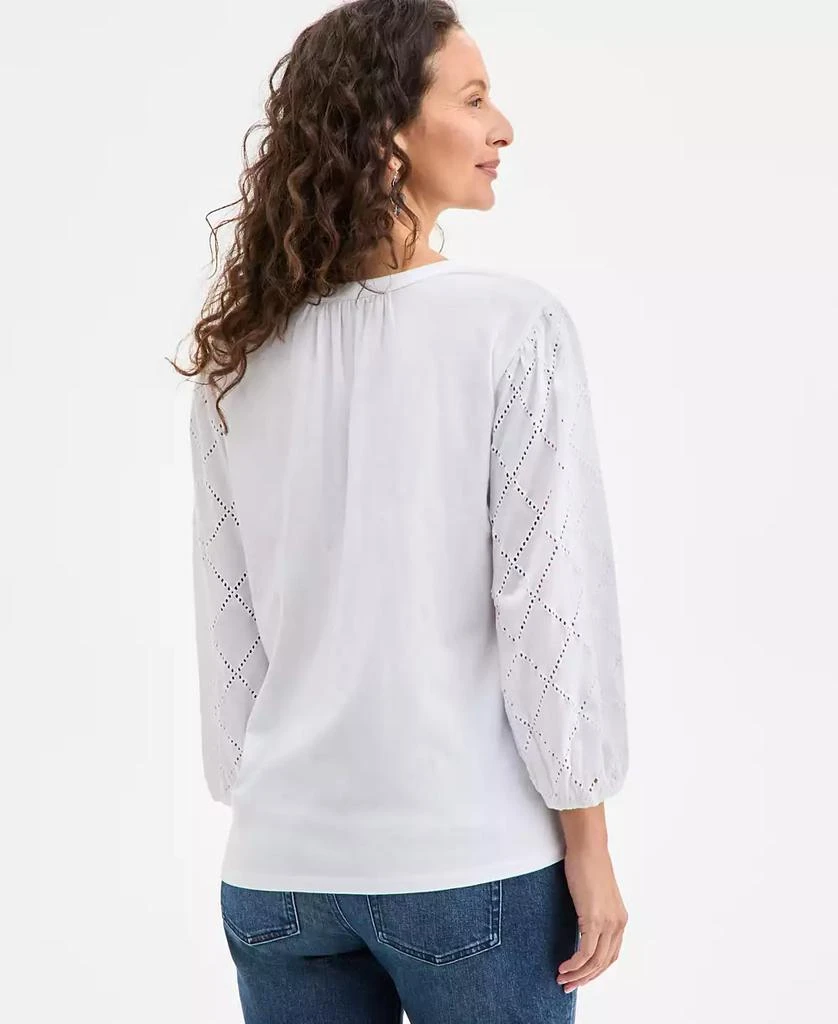 Style & Co Women's Split-Neck Eyelet-Embroidered Top, Exclusively at Macy's 4