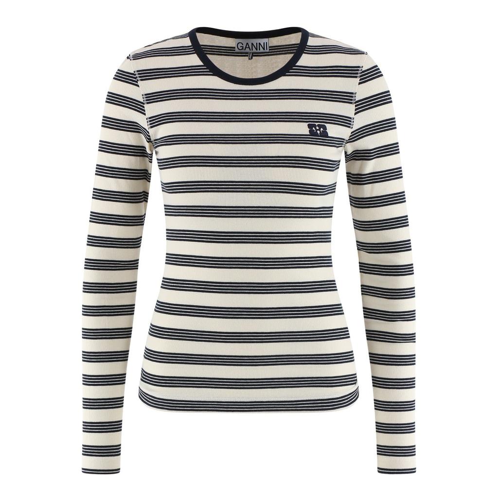 Ganni Ganni Striped Rib Long Sleeve T-Shirt