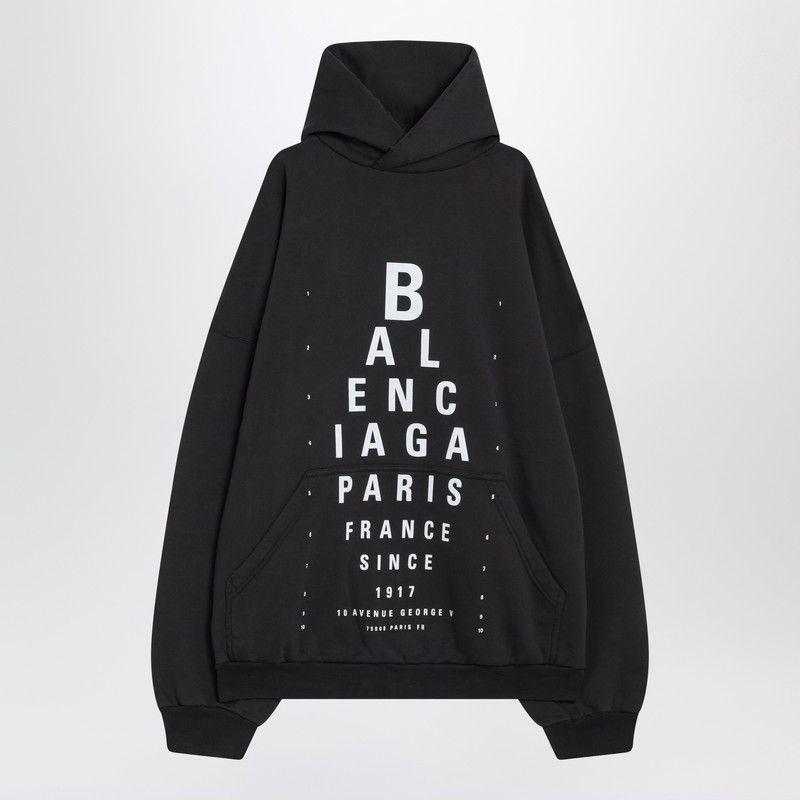 Balenciaga OPTICAL BLACK WASHED OVERSIZED HOODIE