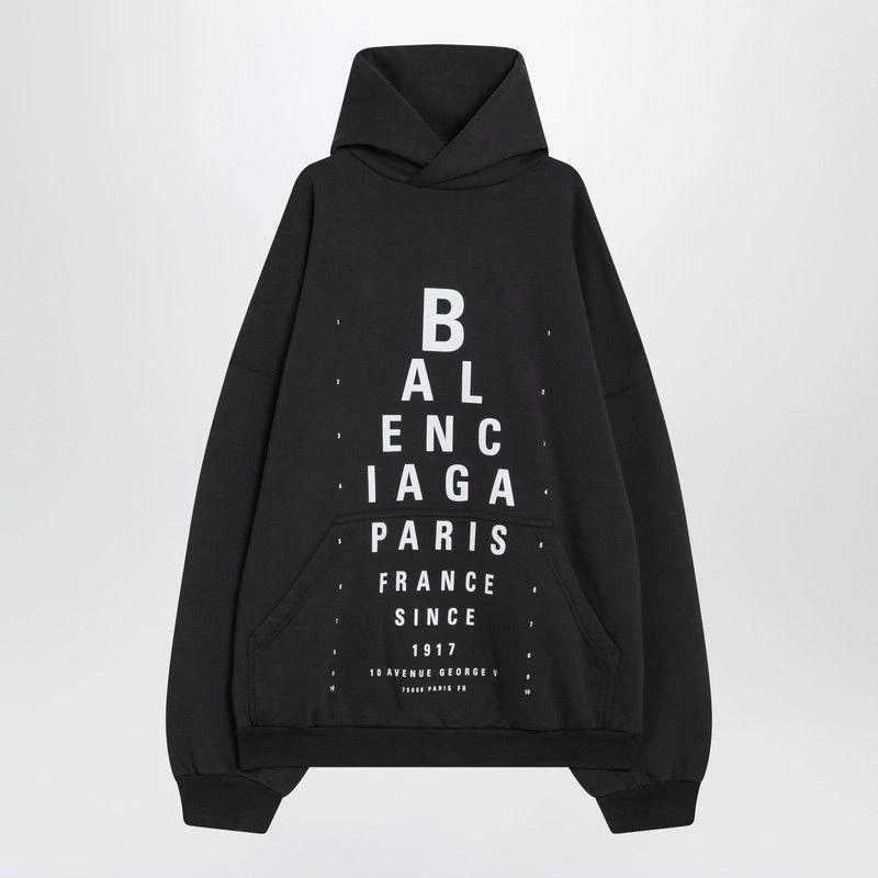 Balenciaga OPTICAL BLACK WASHED OVERSIZED HOODIE 1