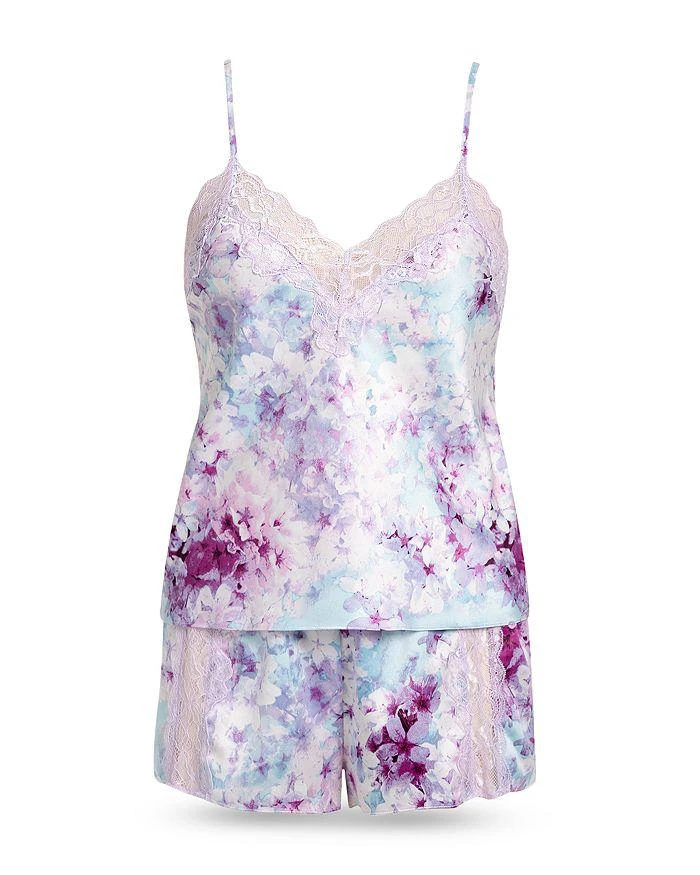 In Bloom Floral Print Satin Lace Cami & Shorts Pajama Set 4