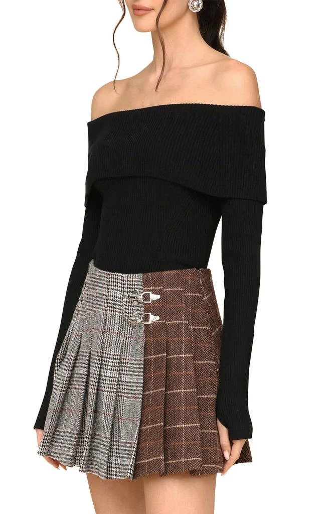Avec Les Filles Rib Foldover Off the Shoulder Sweater Bodysuit 3