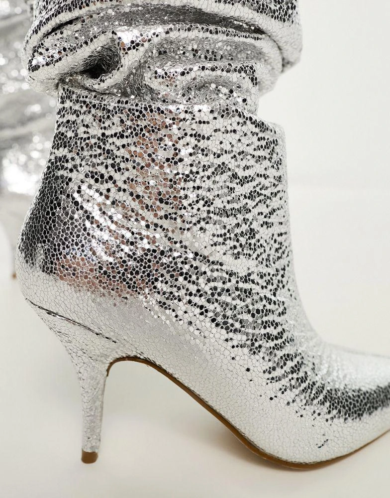 AZALEA WANG Azalea Wang Seira ruched over the knee boot in silver 4