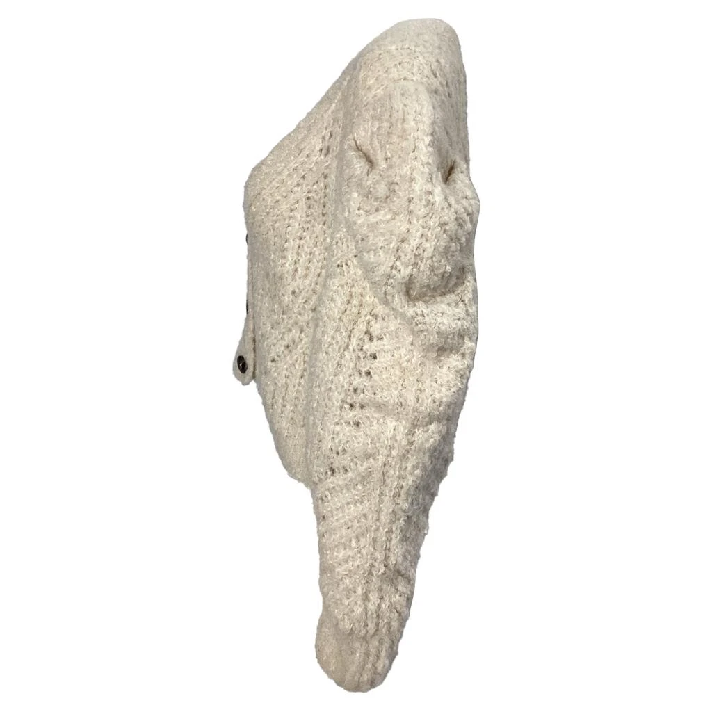 Ulla Johnson Knitted Bishop Sleeve Cardigan in Cream Wool 3