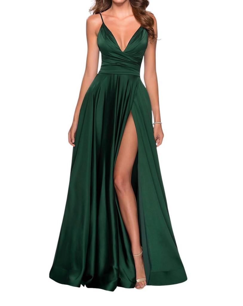La Femme La Femme - V-Neck Long A-Line Prom Dress