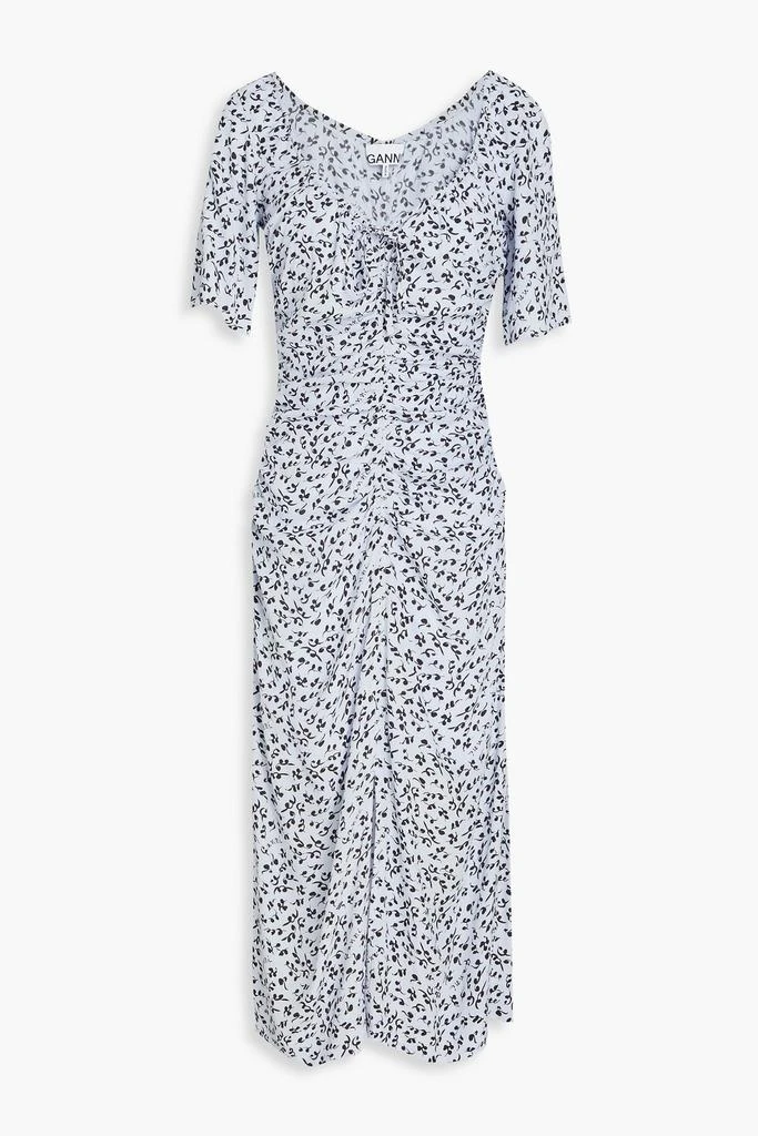 knee length dresses for ladies Ganni Shirtdress Black & Red Vine Print Crepe Size 38 Short Sleeve Mid –  Celebrity Owned main image 1