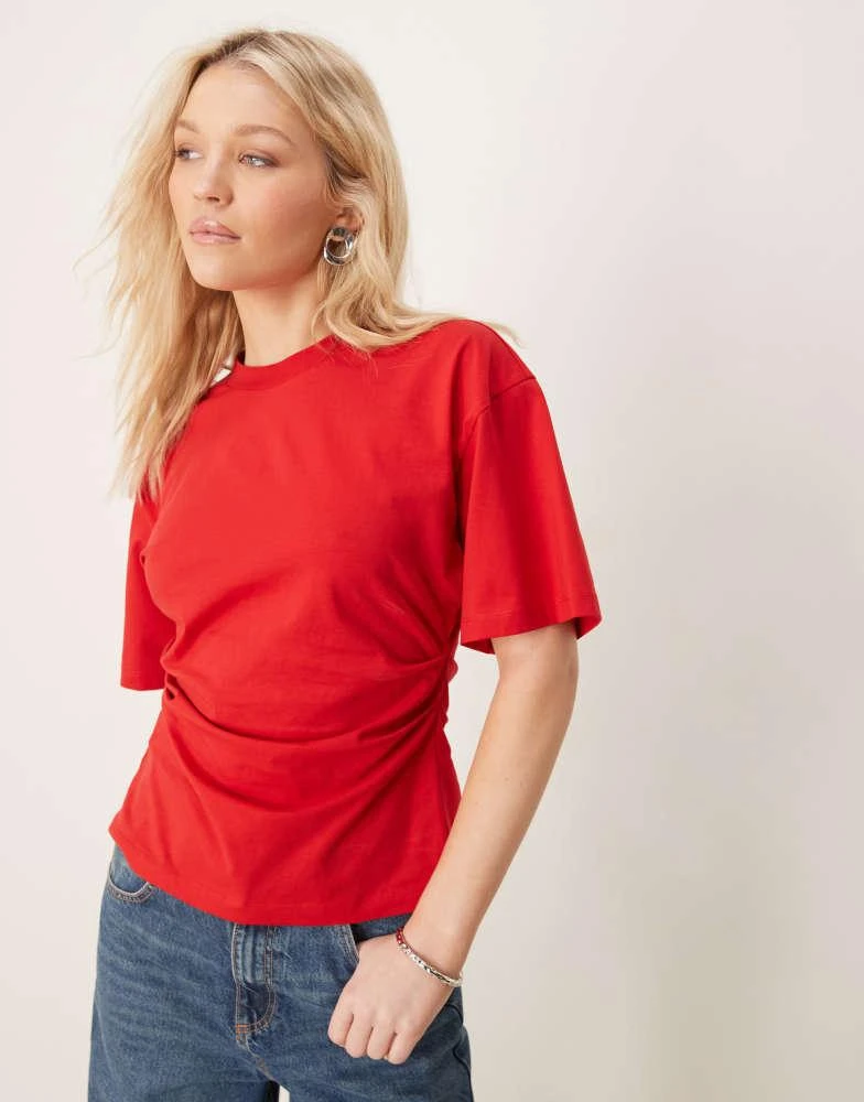 ASOS ASOS DESIGN corset waist t-shirt in red 4