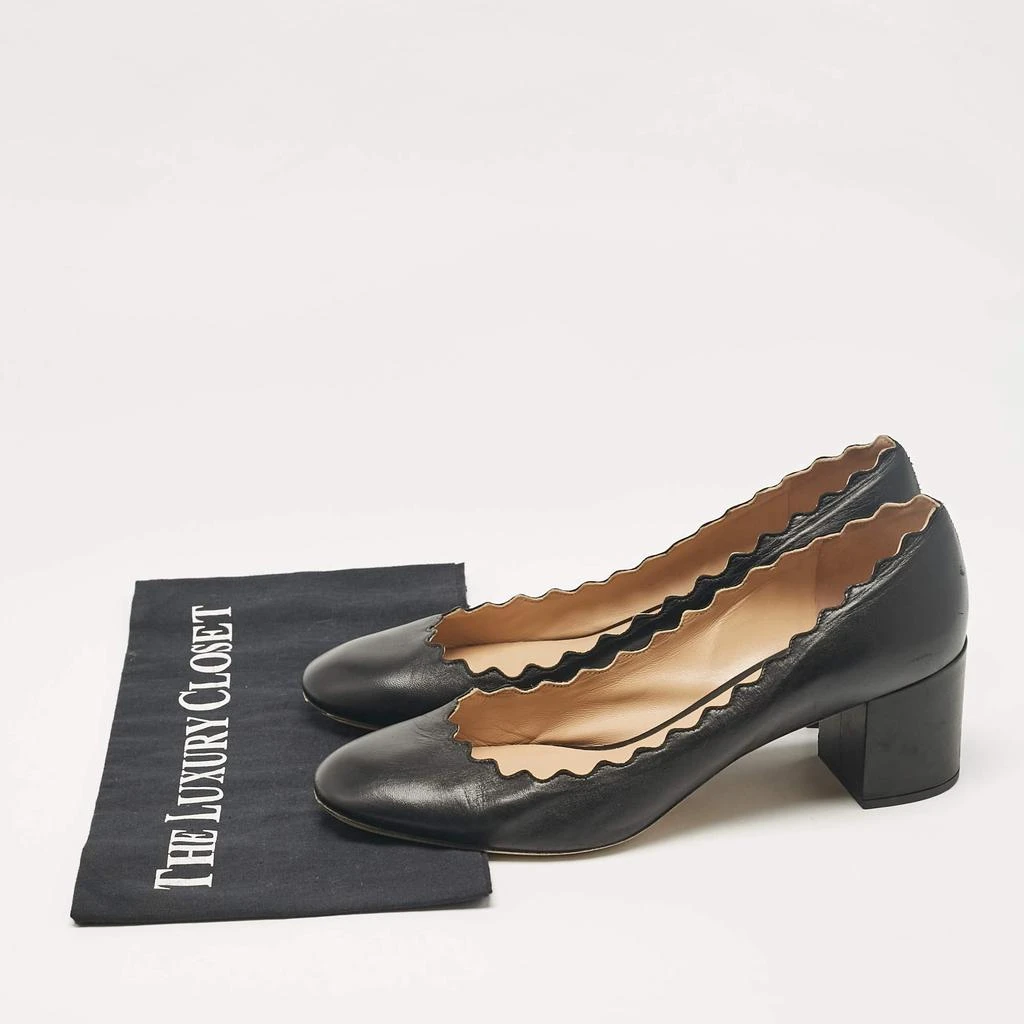 Chloé Chloe Black Scalloped Leather Lauren Pumps Size 39.5 9