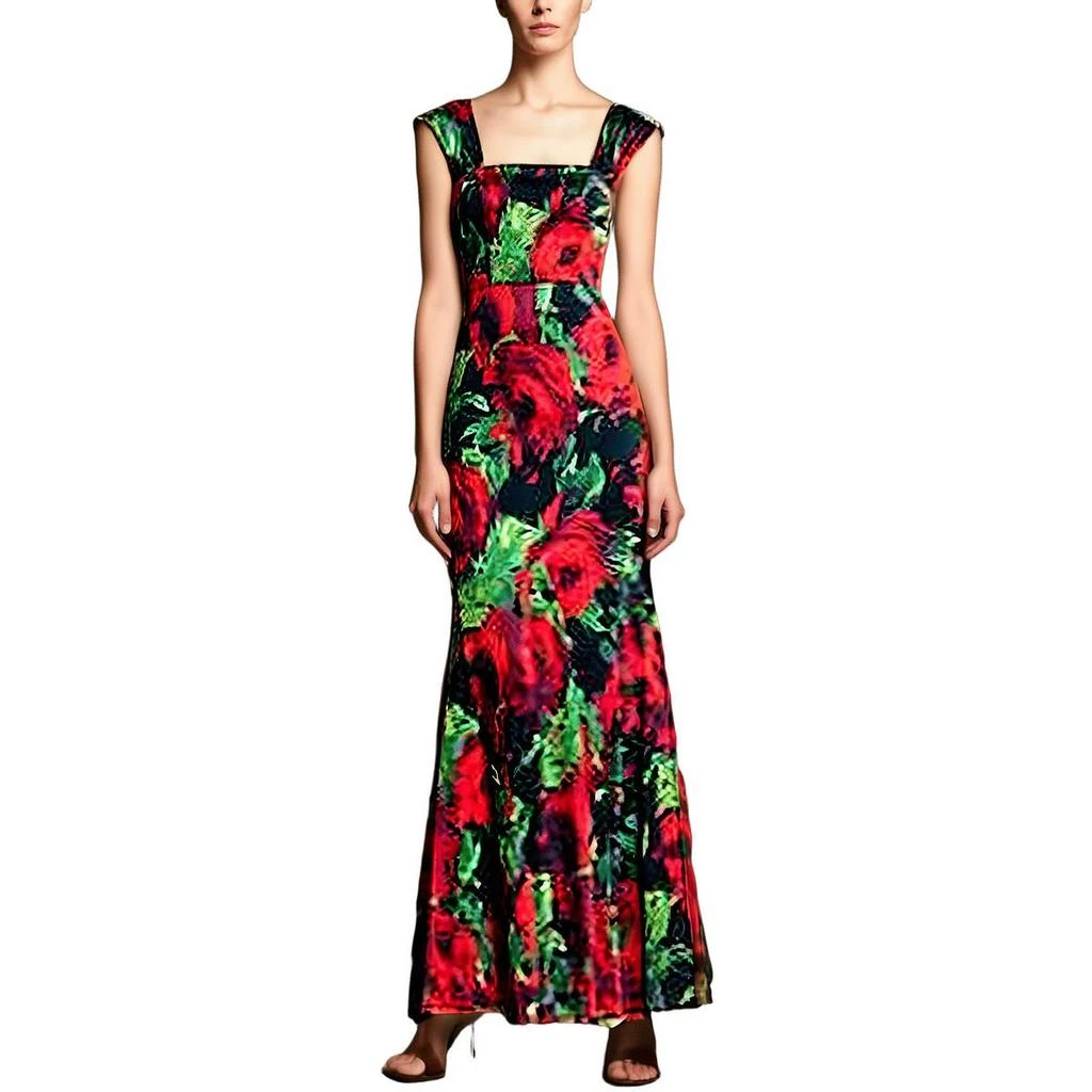 Womens Floral Print Satin Evening Dress – On Sale Now with Up to 67% Off