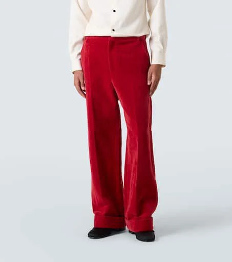 Valentino Cotton and linen velvet wide-leg pants 3