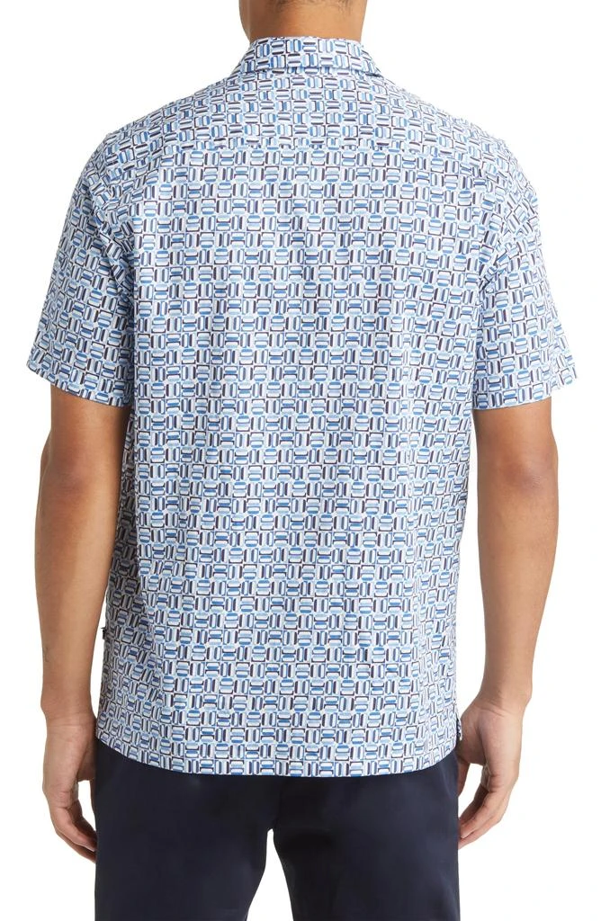 Ted Baker London Astun Regular Fit Geometric Print Stretch Short Sleeve Button-Up Shirt 3