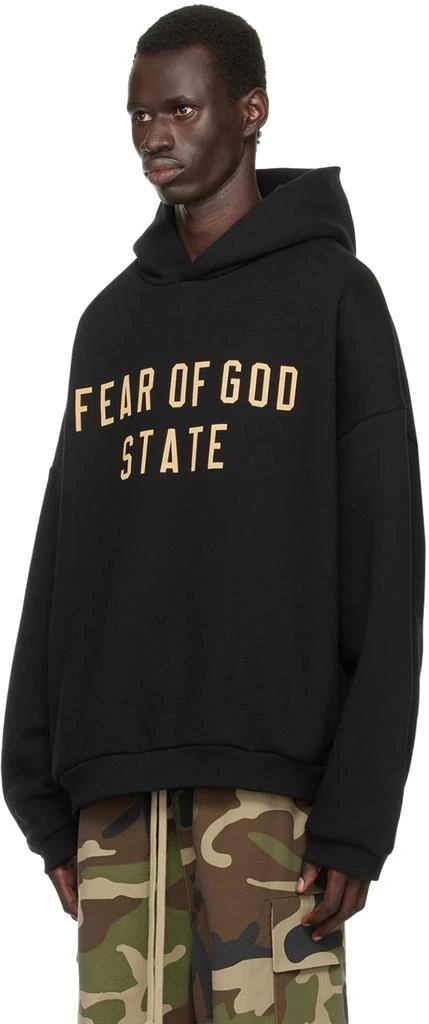 Essentials Black Printed Logo Hoodie 4