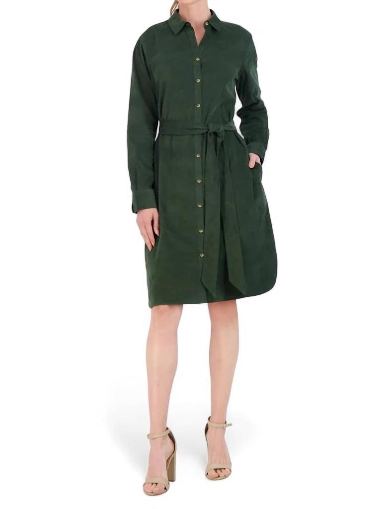 Foxcroft Corduroy Rocca Dress In Dark Green