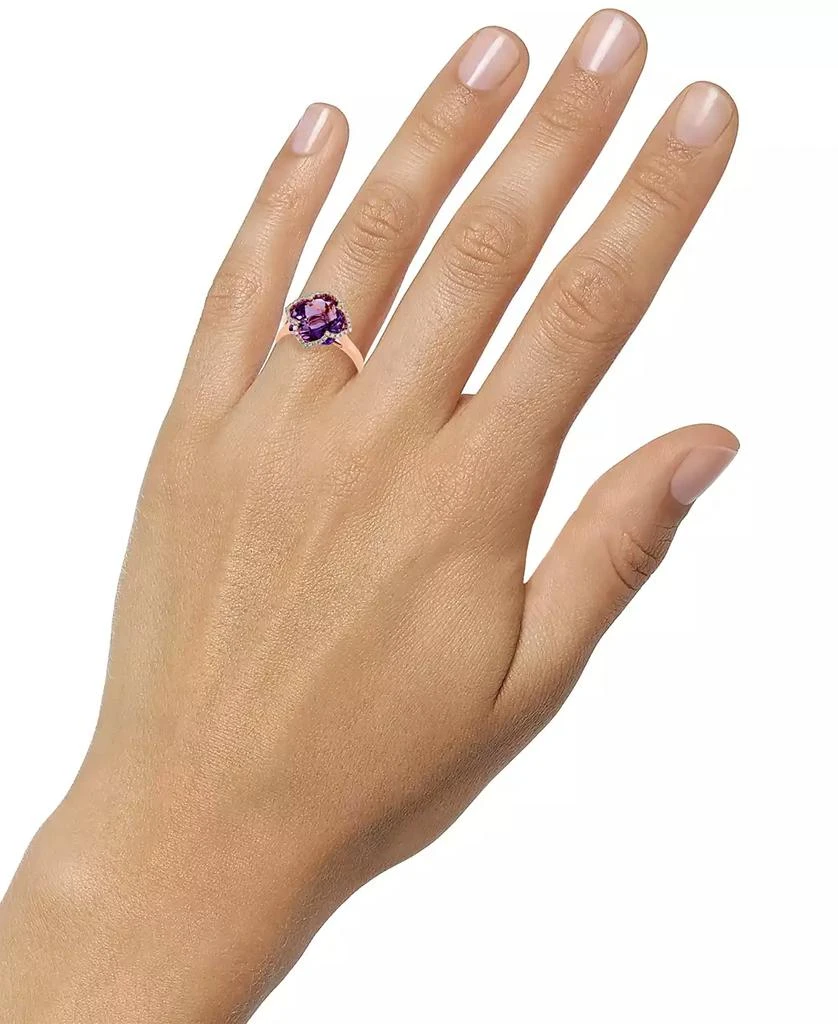Effy EFFY® Amethyst (5-3/4 ct. t.w.) and Diamond (1/5 ct. t.w.) Clover Ring in 14k Rose Gold 2