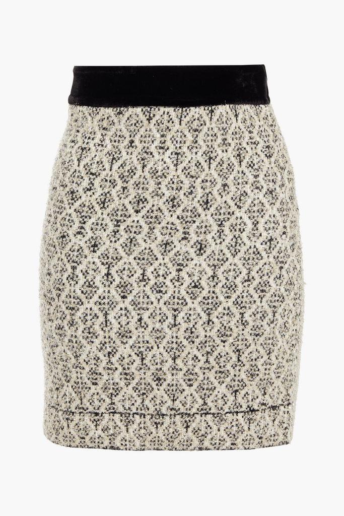 Sandro Jazz velvet-trimmed metallic jacquard mini wrap skirt