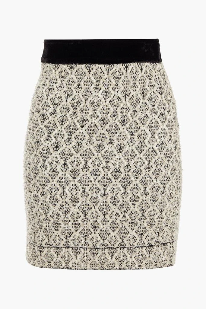 Sandro Jazz velvet-trimmed metallic jacquard mini wrap skirt 1