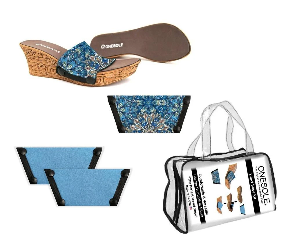 Onesole Onesole - Women's Casual Faux Cork Interchangeable Travel Shoe and Kit