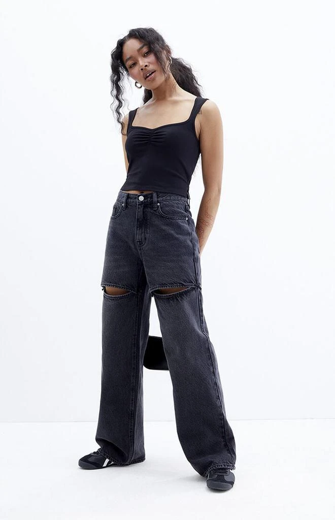 PacSun Cali Black Bow Baggy Boyfriend Jeans 1