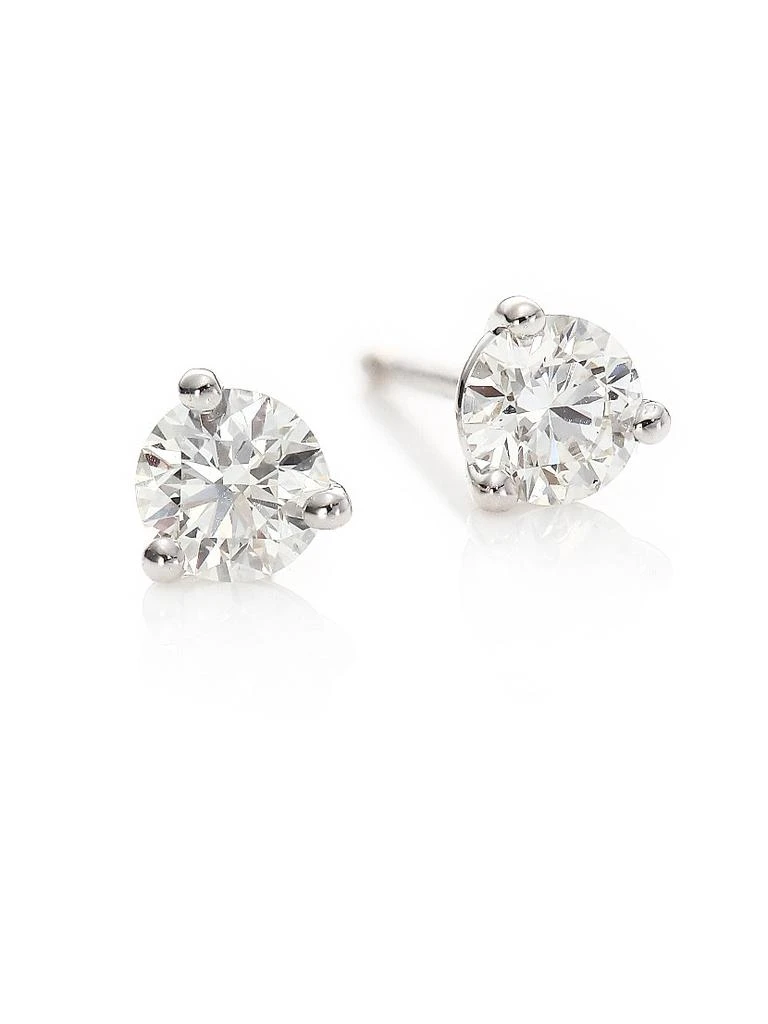 Hearts On Fire Diamond 
18K White Gold Three-Prong Stud Earrings 1
