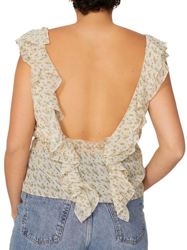 MARISSA WEBB Lilly Floral Flutter Chiffon Blouse