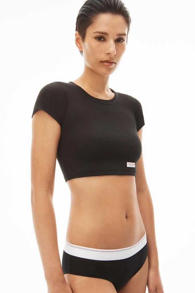 Alexander Wang Cropped Short-Sleeve Tee in Ribbed Cotton Jersey 3