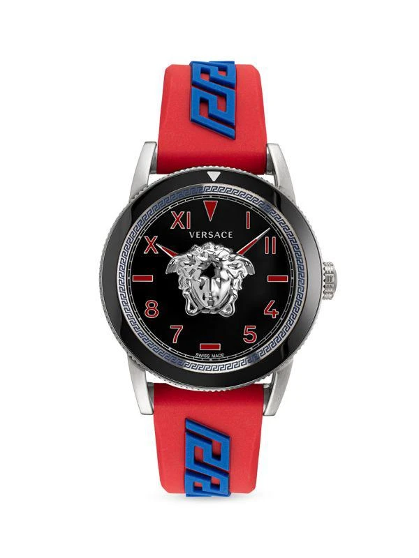 Versace V-Palazzo 43MM Stainless Steel & Silicone Strap Watch 1