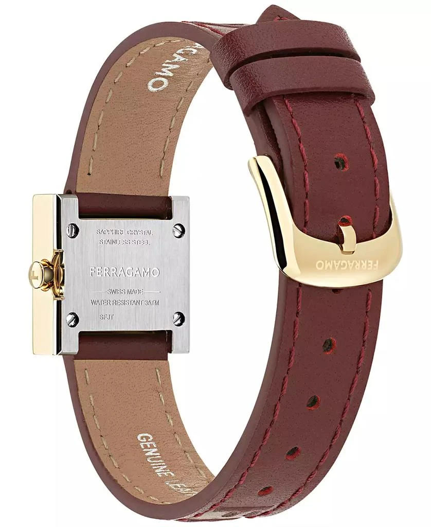 Salvatore Ferragamo Women's Swiss Portrait Burgundy Leather Strap Watch 20mm 3